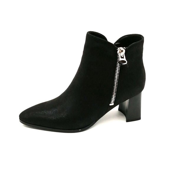 Monroe and Main Womens Boots Black Ankle Dual Zip Pointed Toe Block Heel 7.5 NEW - Picture 1 of 10